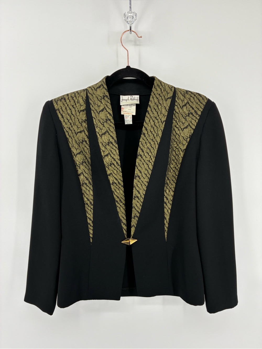 Joseph Ribkoff Black and Greenish Gold Accents Blazer